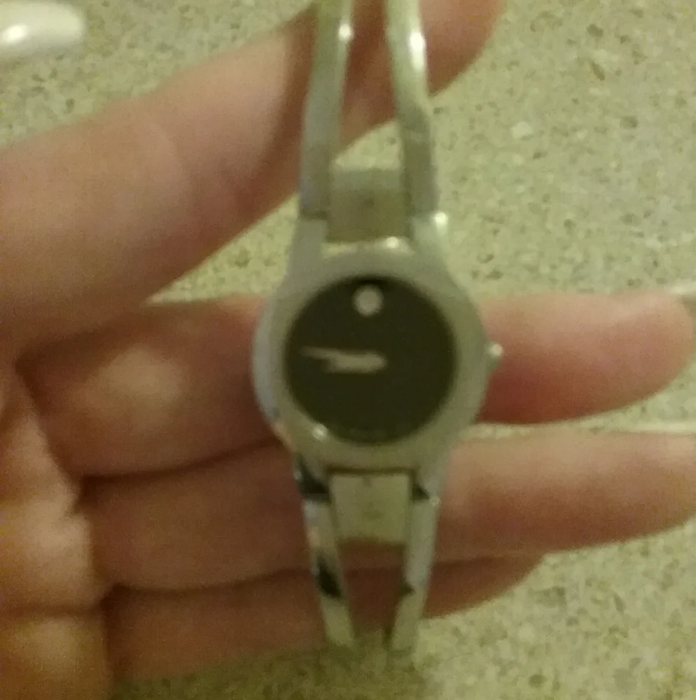 Movado Women's Bangle Silver & Black Face Watch